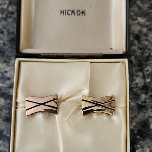 Vintage Hickok Gold Tone Cufflinks In Original Box